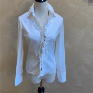 Trina Turk. White Lace -up Blouse. P
